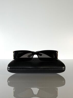 Balenciaga Dynasty Rectangle Sunglasses Black Gold BB0096S